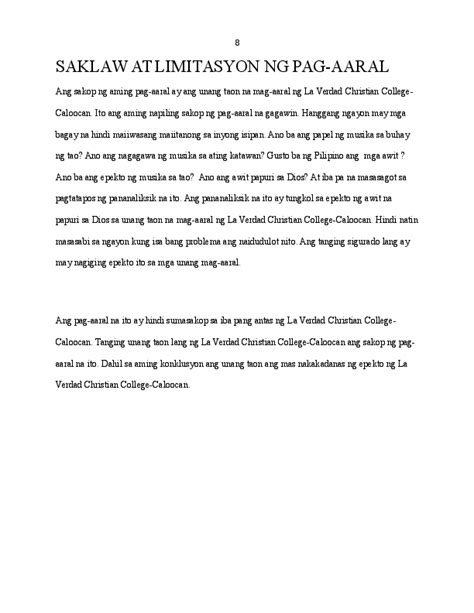saklaw at limitasyon ng pag aaral example